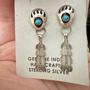 Sterling Silver and Turquoise Bear Claw Earrings